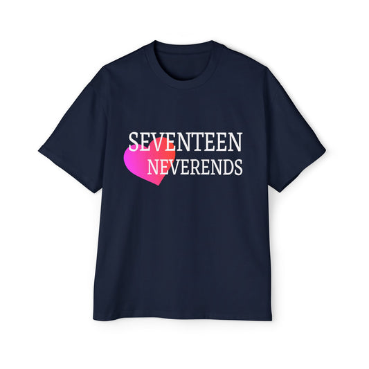 Never Ends Heart Men's Heavy Oversized Tee - snazzymerch