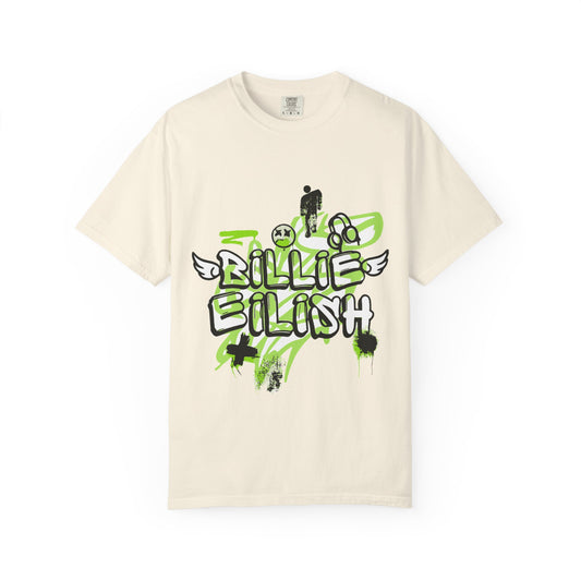 Billie Eilish Inspired Dyed T-shirt – Grunge Angel Graffiti Edition Printify