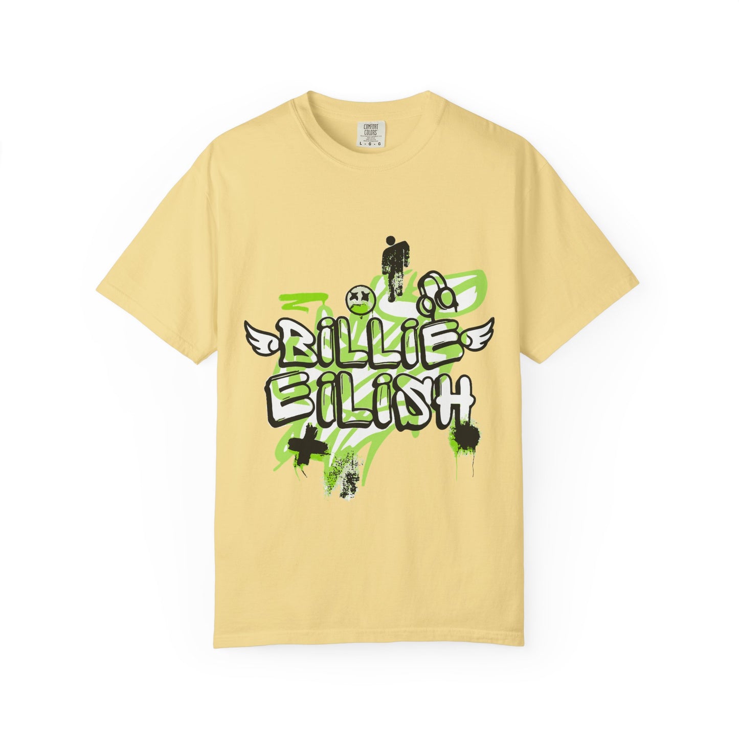 Billie Eilish Inspired Dyed T-shirt – Grunge Angel Graffiti Edition Printify