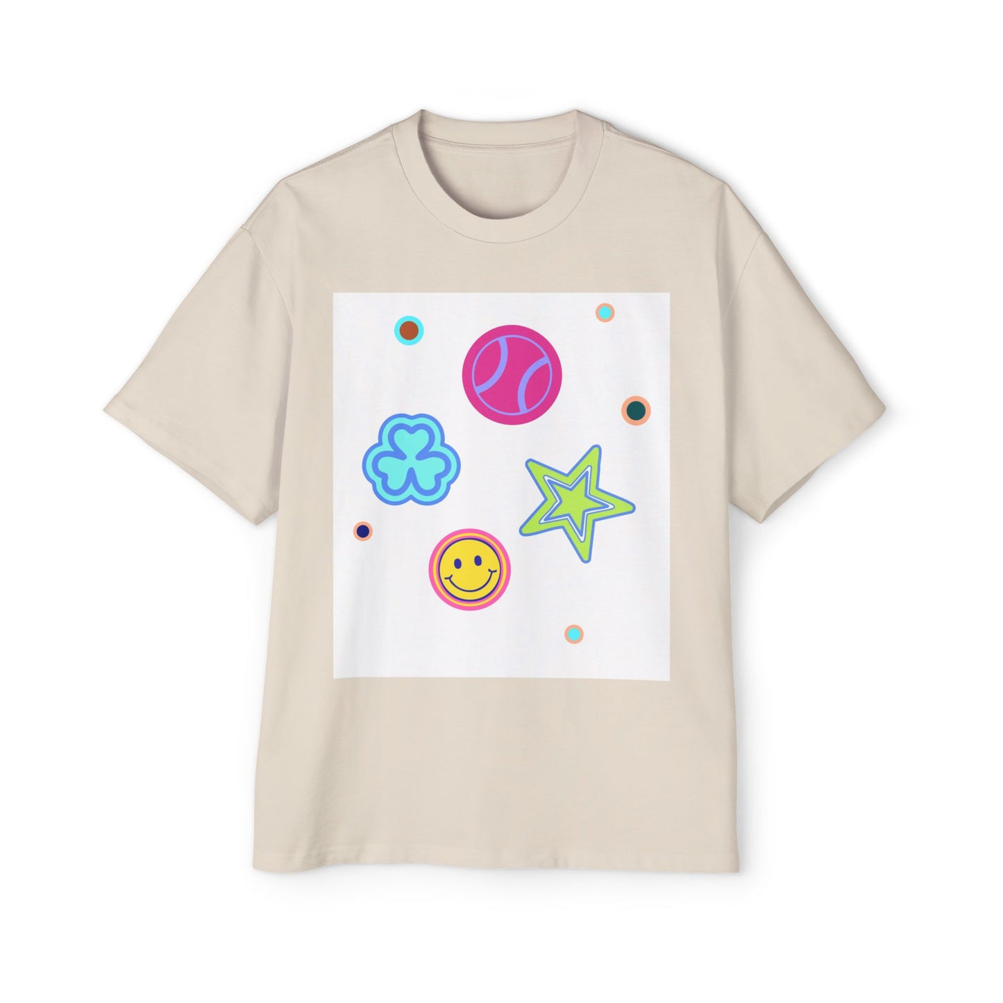 Color Pop Charm Patch Men's Heavy Oversized Tee - snazzymerch