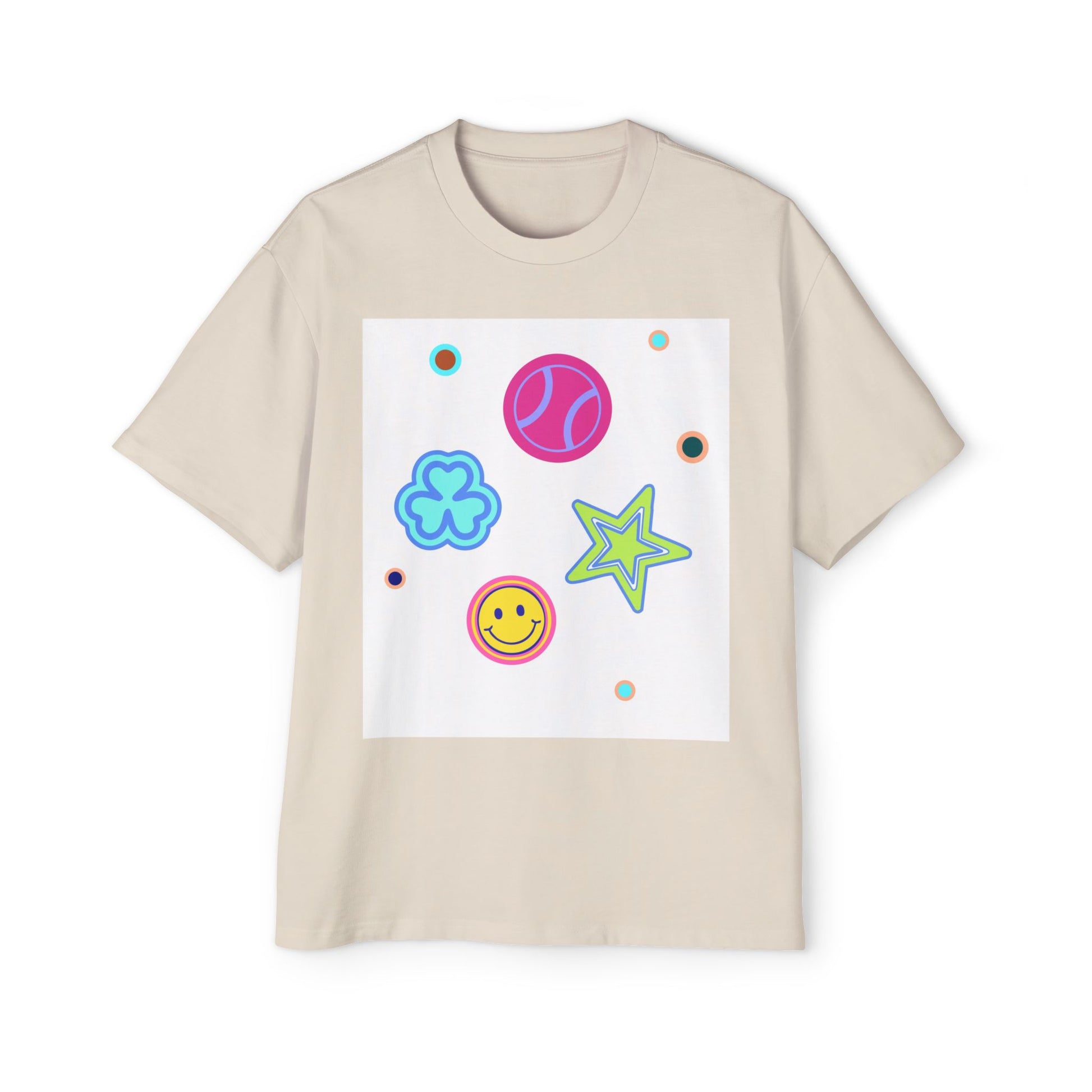 Color Pop Charm Patch Men's Heavy Oversized Tee - snazzymerch