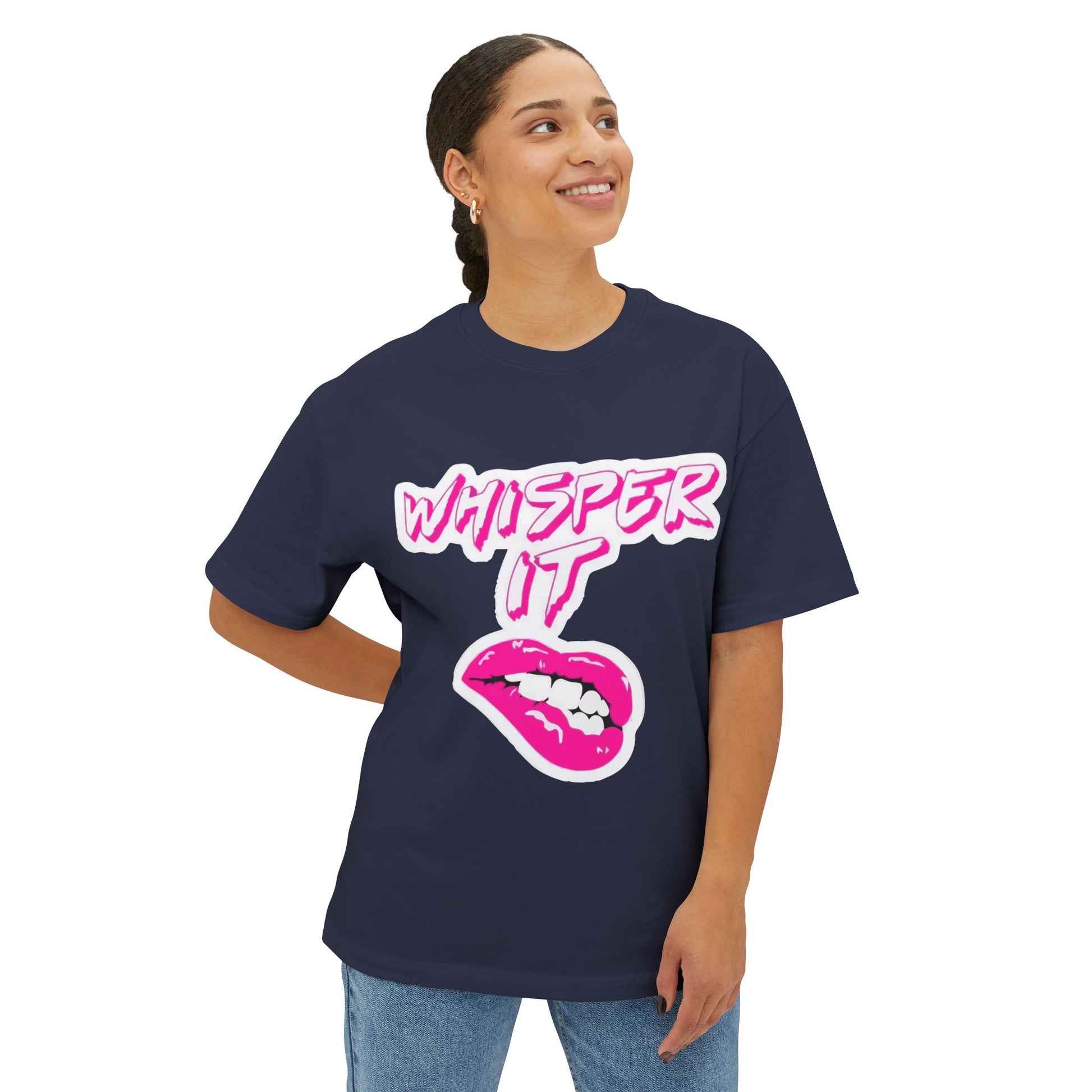 Whisper Lips Unisex Oversized Boxy Tee - snazzymerch
