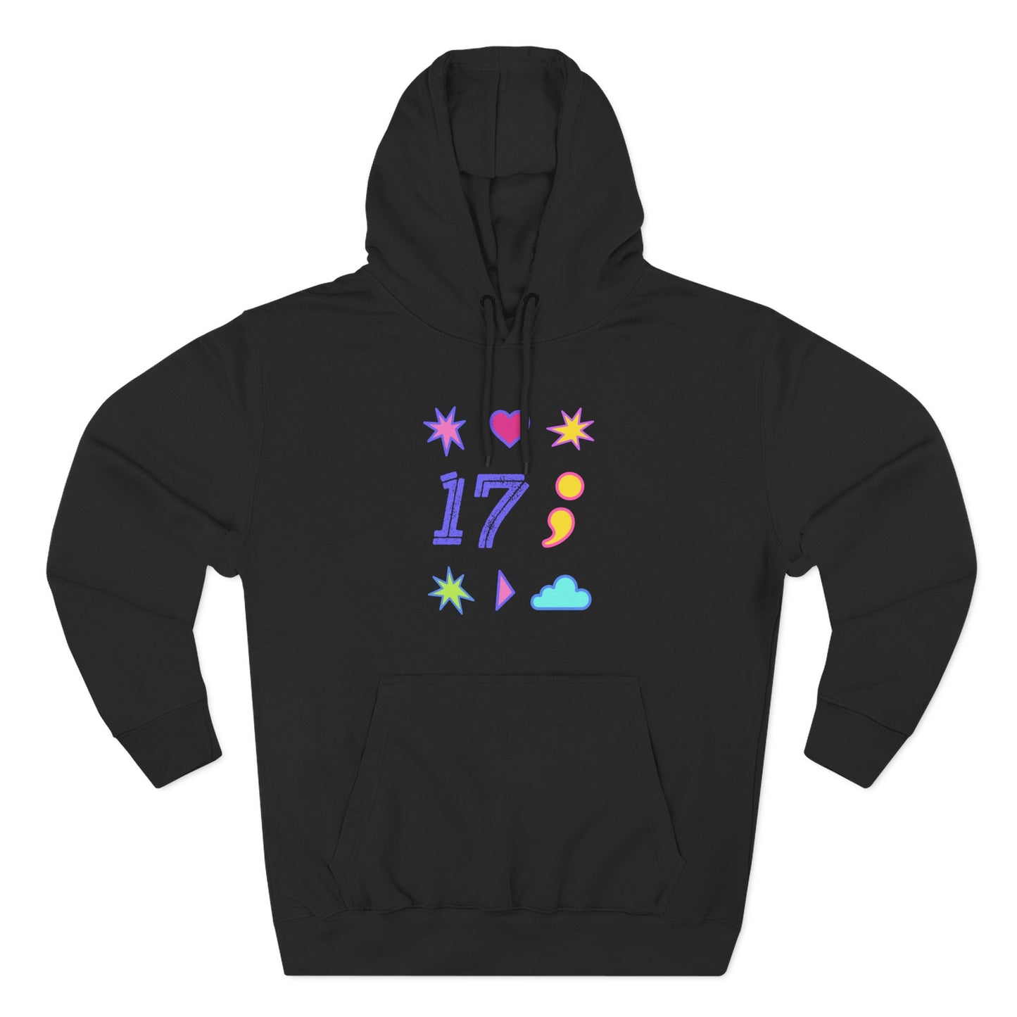 Symbols of 17 Aesthetic Three-Panel Fleece Hoodie - snazzymerch
