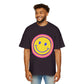 Retro Rainbow Smiley Men's Heavy Oversized Tee - snazzymerch