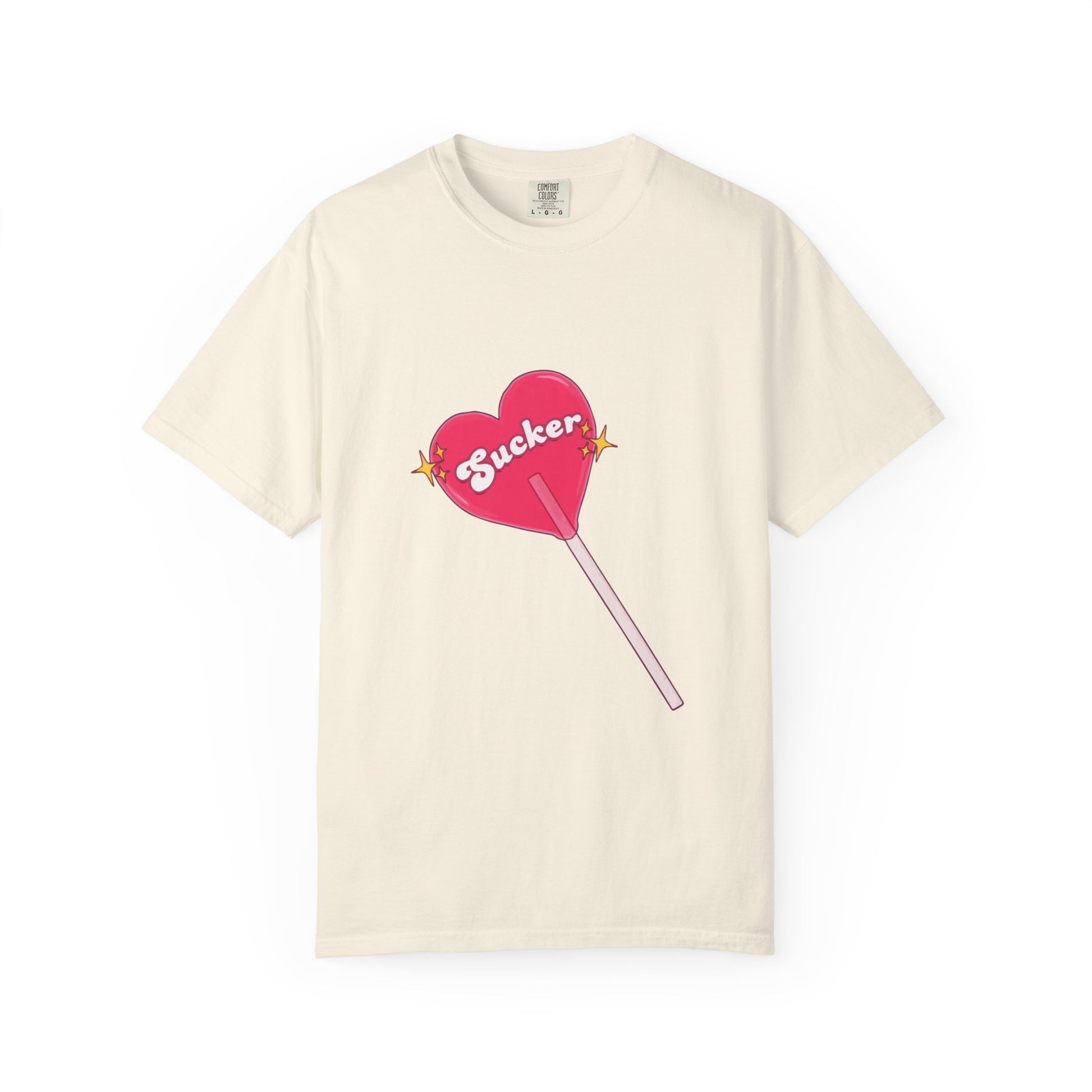 Pink Heart Lollipop Unisex Garment-Dyed T-shirt - snazzymerch