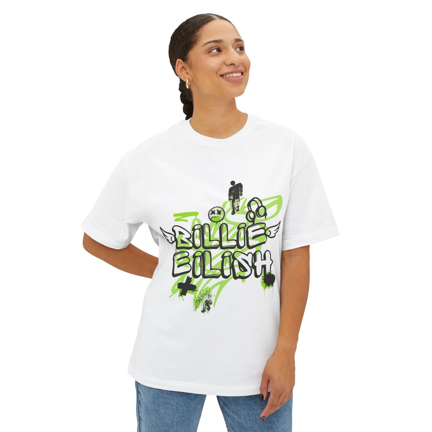 Billie Eilish Inspired Grunge Angel Oversized T-Shirt – Graffiti Streetwear Edition Printify