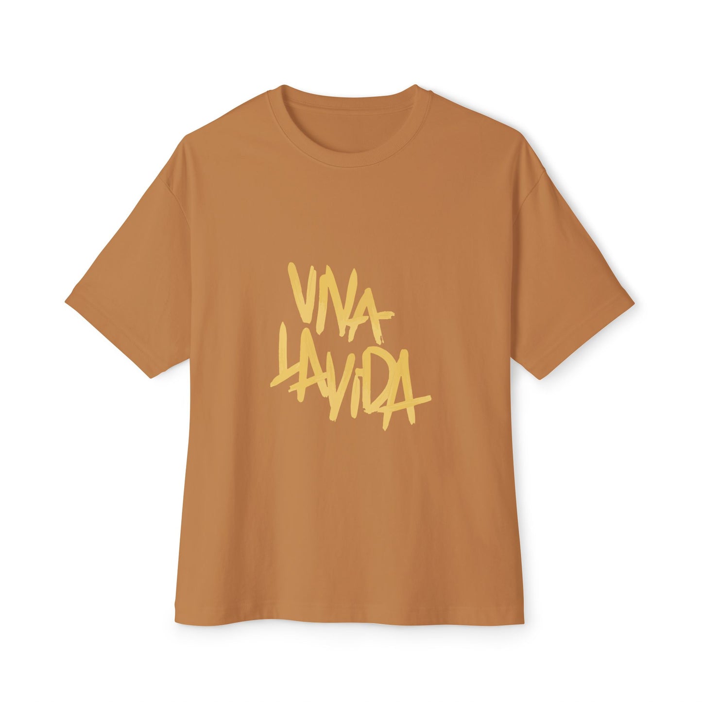 Golden Brush Script Unisex Oversized Boxy Tee Printify