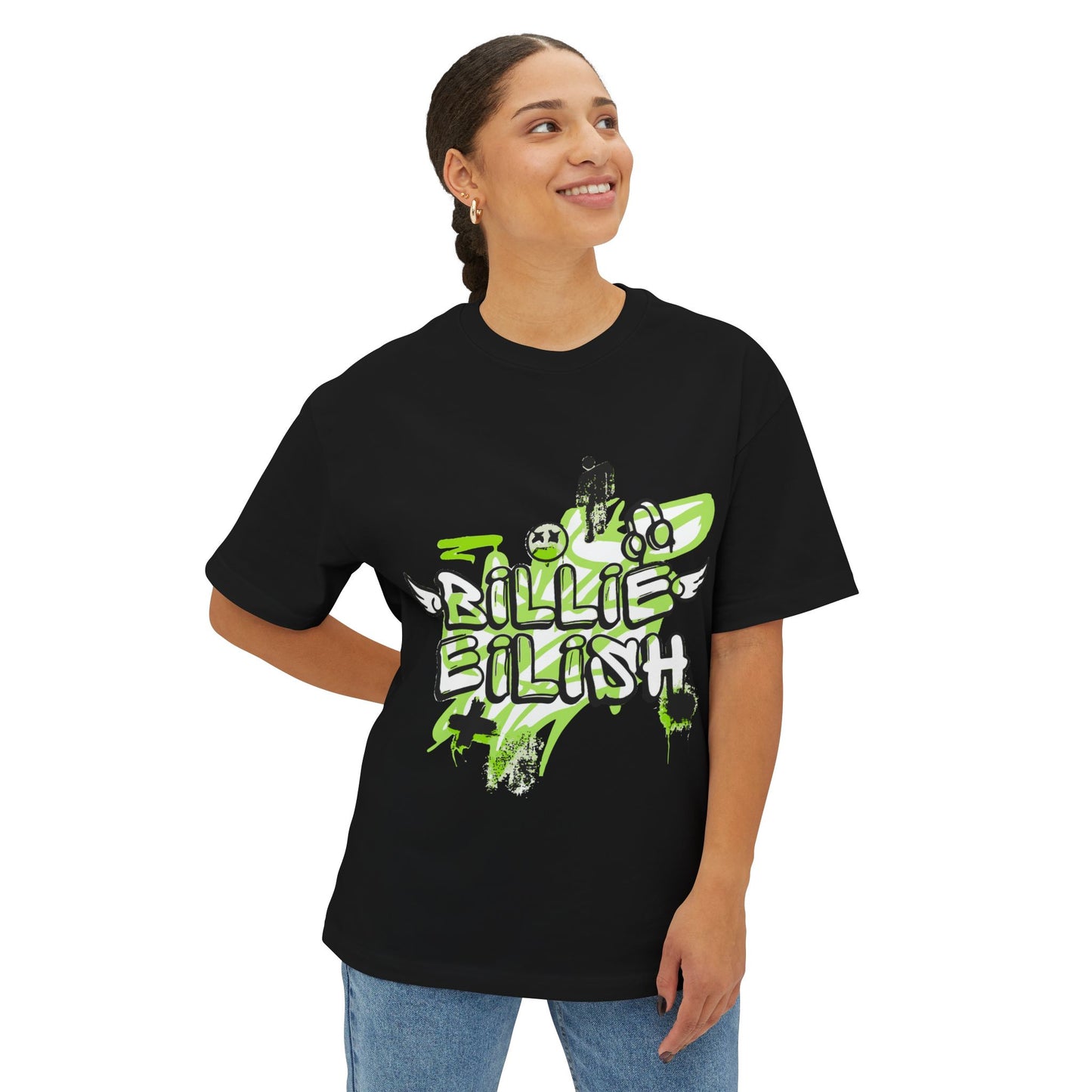 Billie Eilish Inspired Grunge Angel Oversized T-Shirt – Graffiti Streetwear Edition Printify