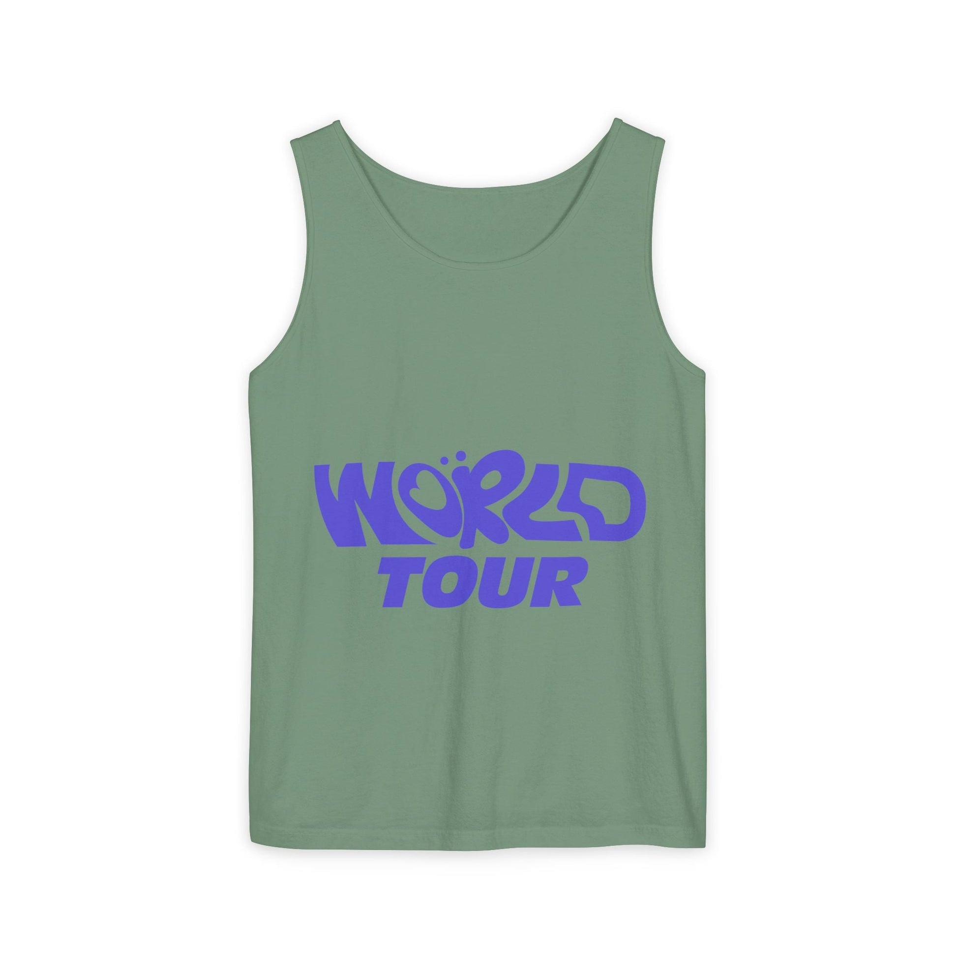 World Tour Bubble Letter-Dyed Tank Top Printify