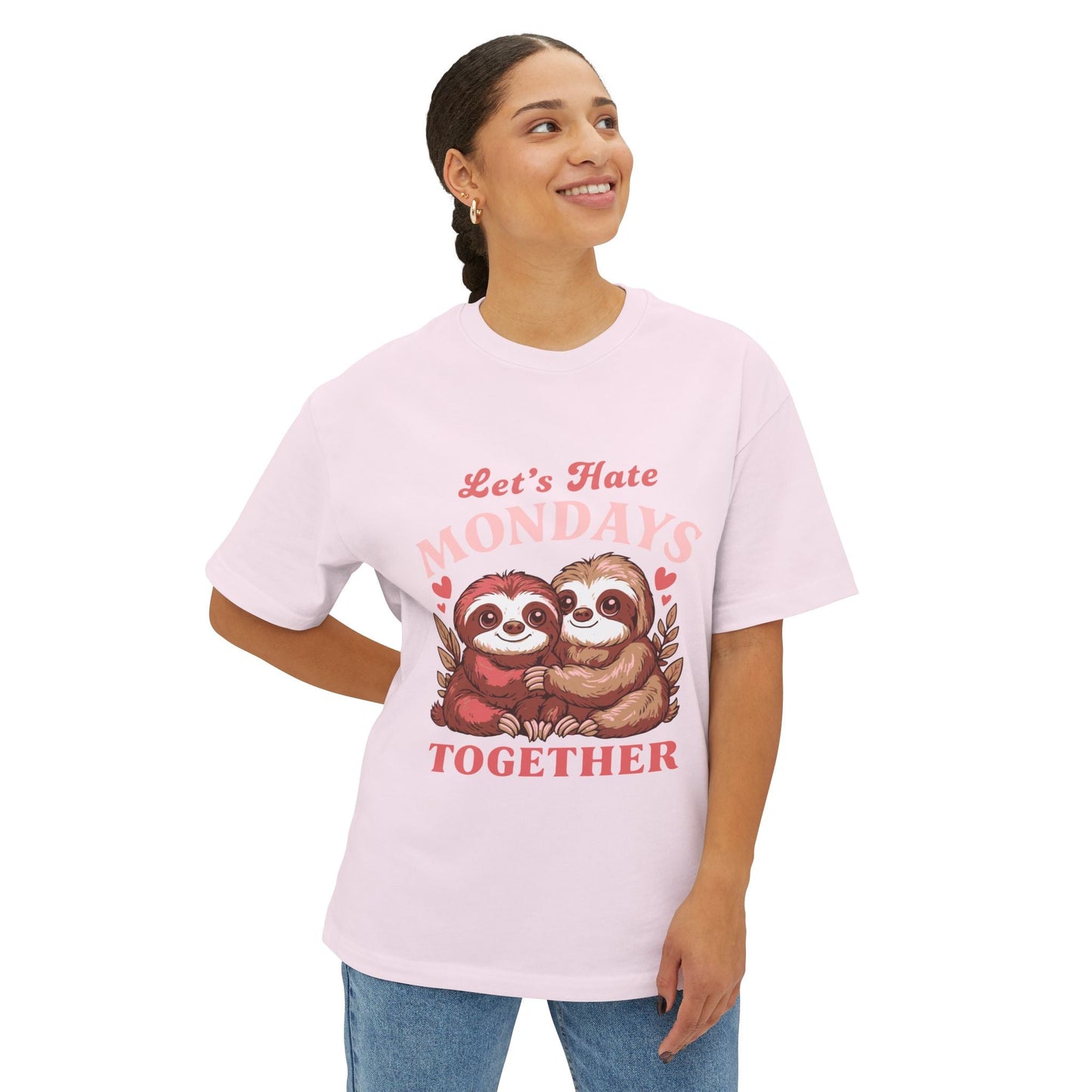 Oversized boxy Tee – Snazzy Lets hate Monday Edition Printify