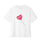 Pink Heart Lollipop Unisex Oversized Boxy Tee - snazzymerch