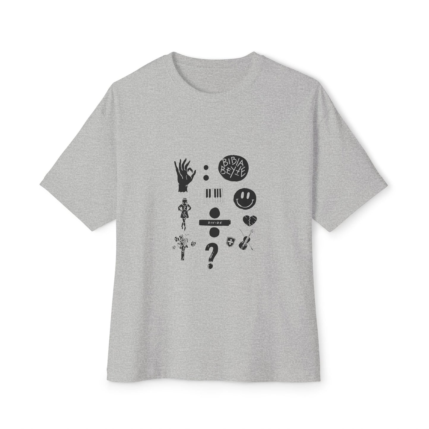 Ocean Wave with Heart Outline Oversized Boxy Tee Printify