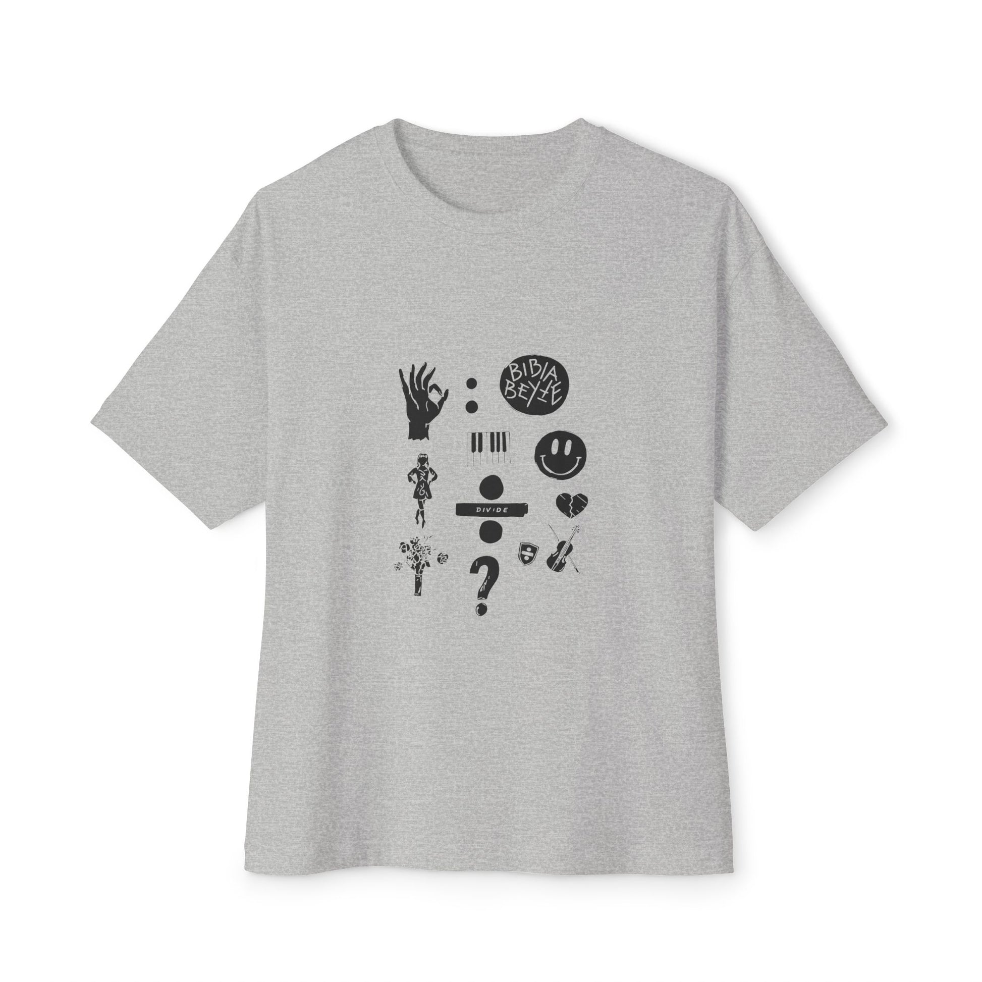 Ocean Wave with Heart Outline Oversized Boxy Tee Printify