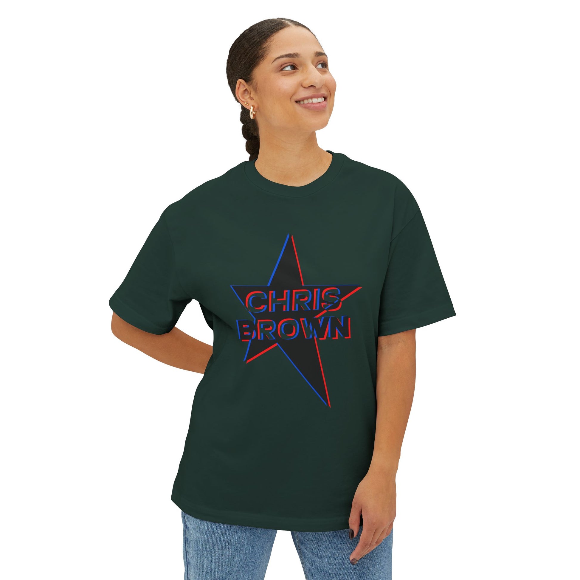 Star Outline Retro Unisex oversized Boxy Tee - snazzymerch