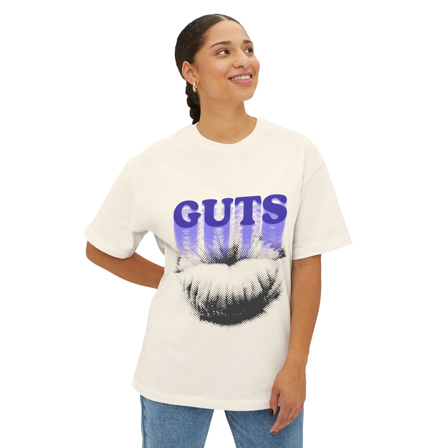 Guts Drip Effect Halftone-Oversized Tee Printify
