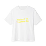 Open Vibes Yellow Script Unisex Oversized Boxy Tee Printify
