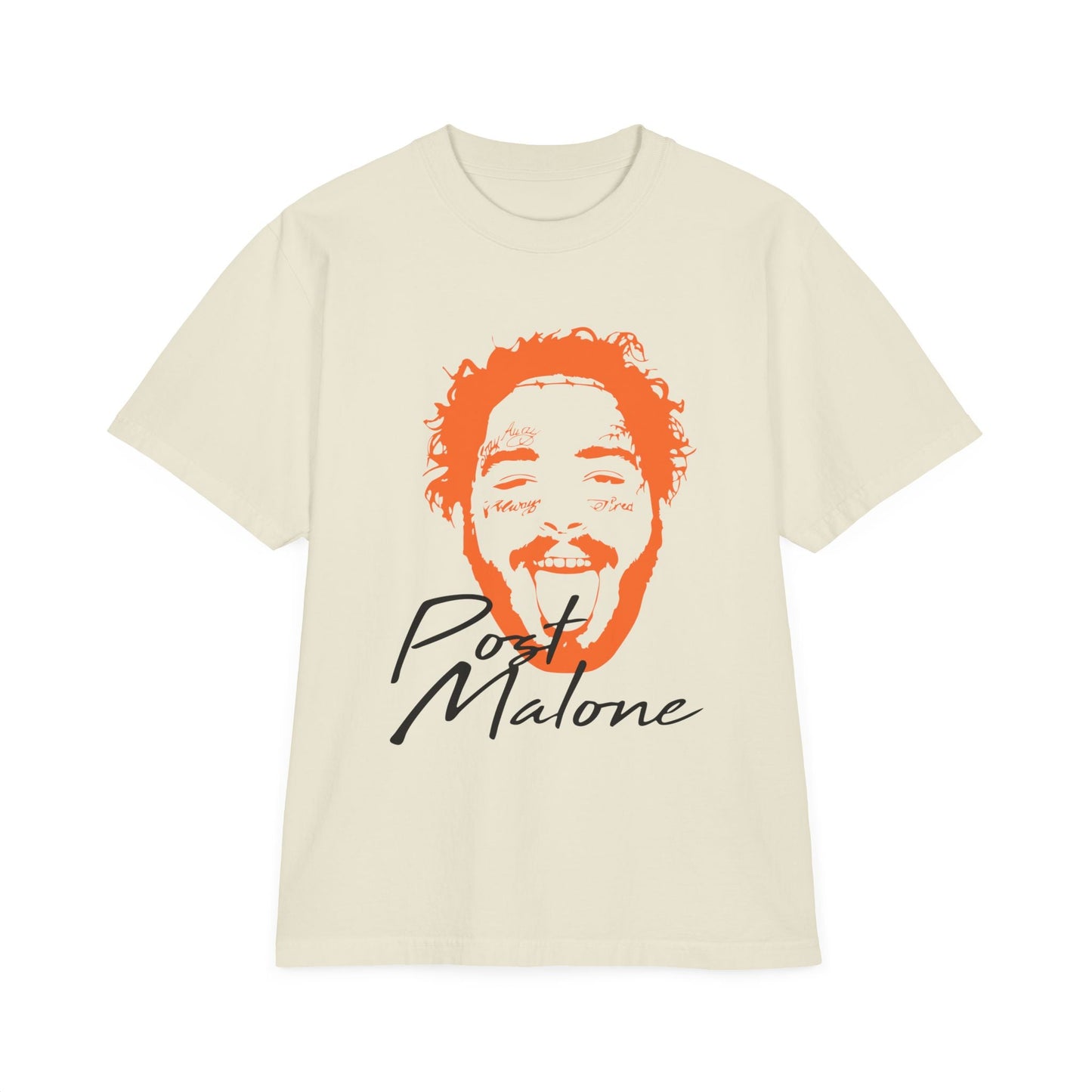 Unisex Garment-Dyed Drop-Shoulder T-Shirt – Post Malone Name Design with Picture Printify