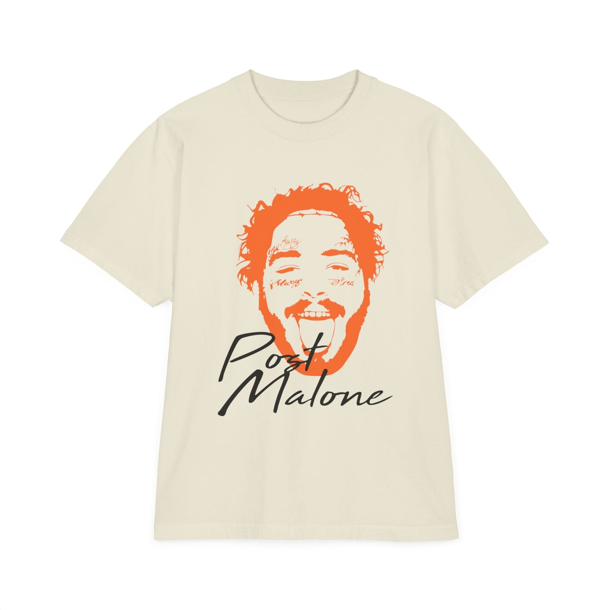 Unisex Garment-Dyed Drop-Shoulder T-Shirt – Post Malone Name Design with Picture Printify