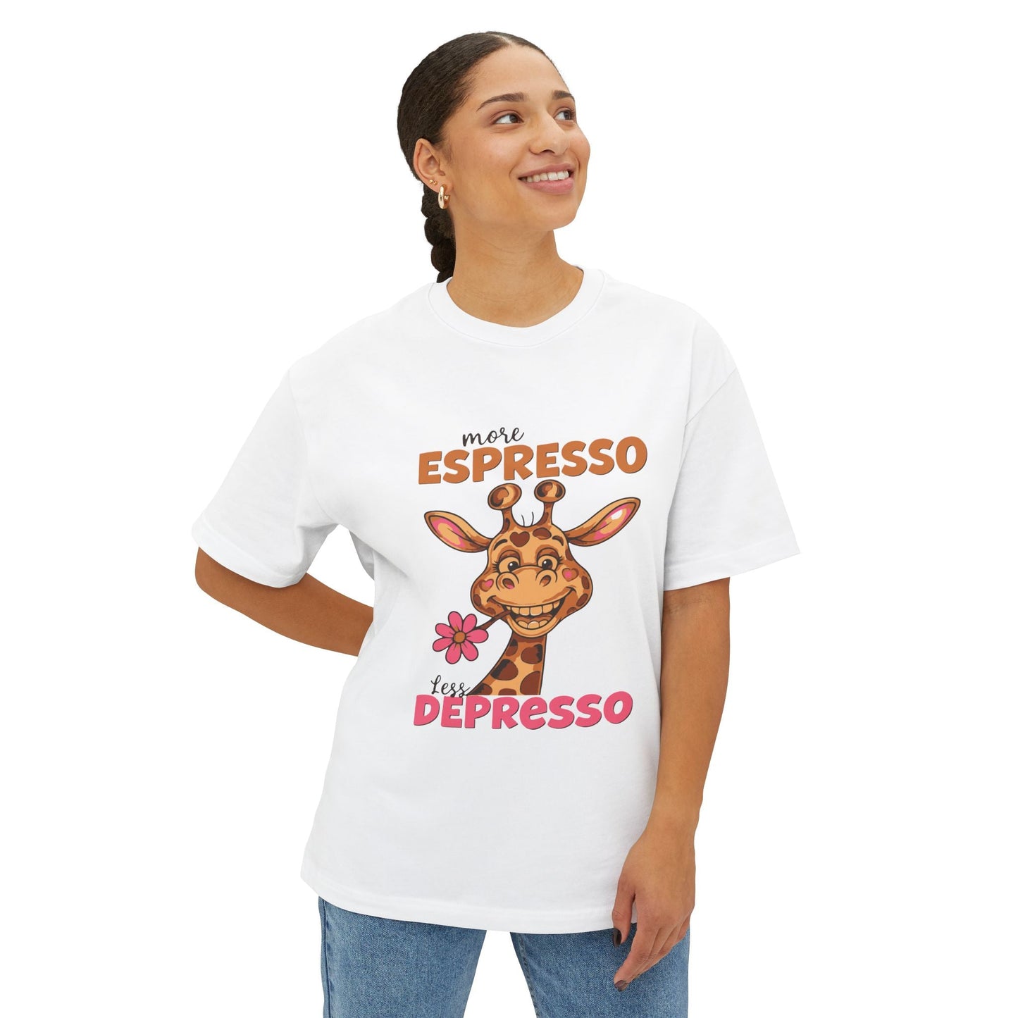 Oversized boxy Tee – Snazzy Espresso Edition Printify