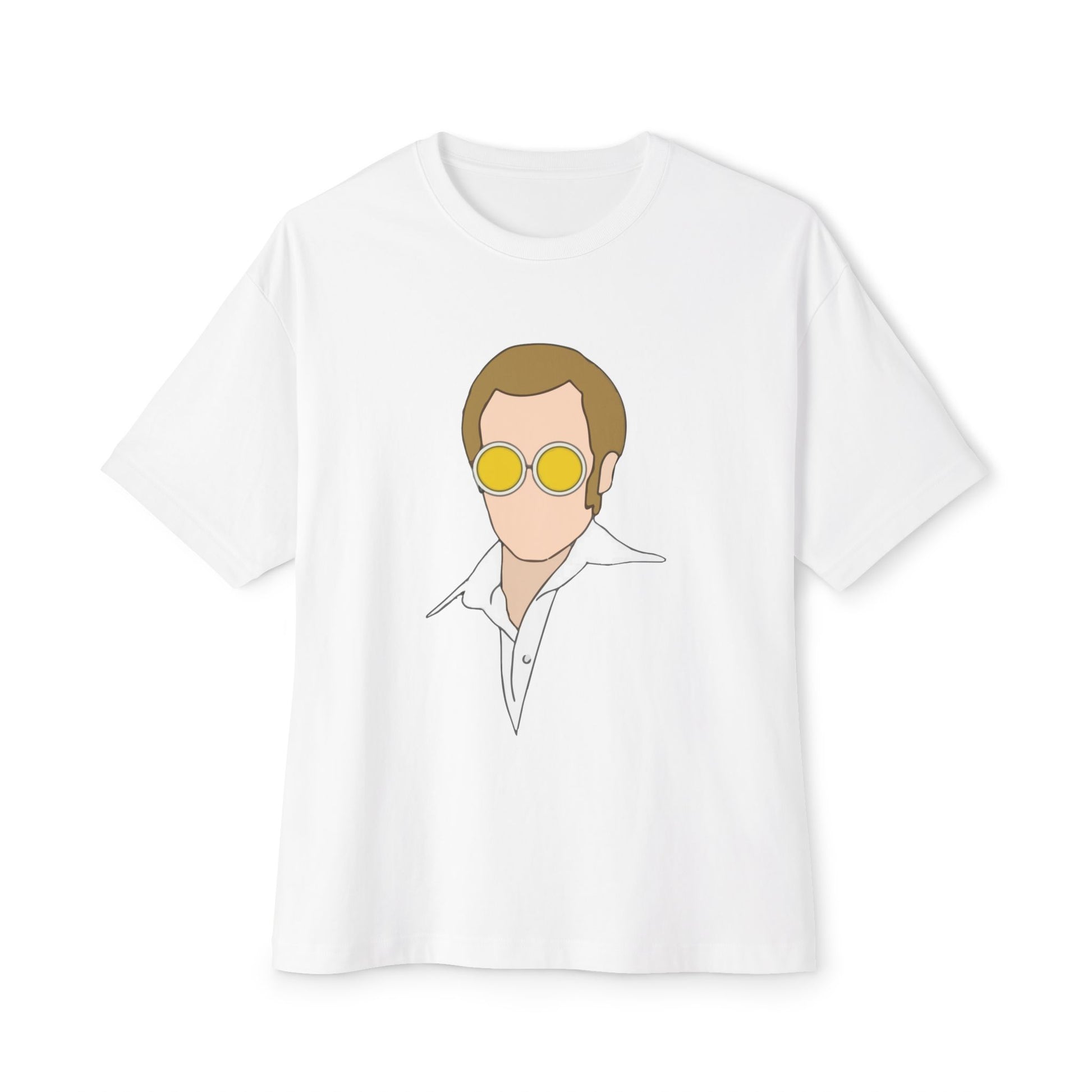 Yellow Glasses Portrait Unisex Oversized Boxy Tee - snazzymerch