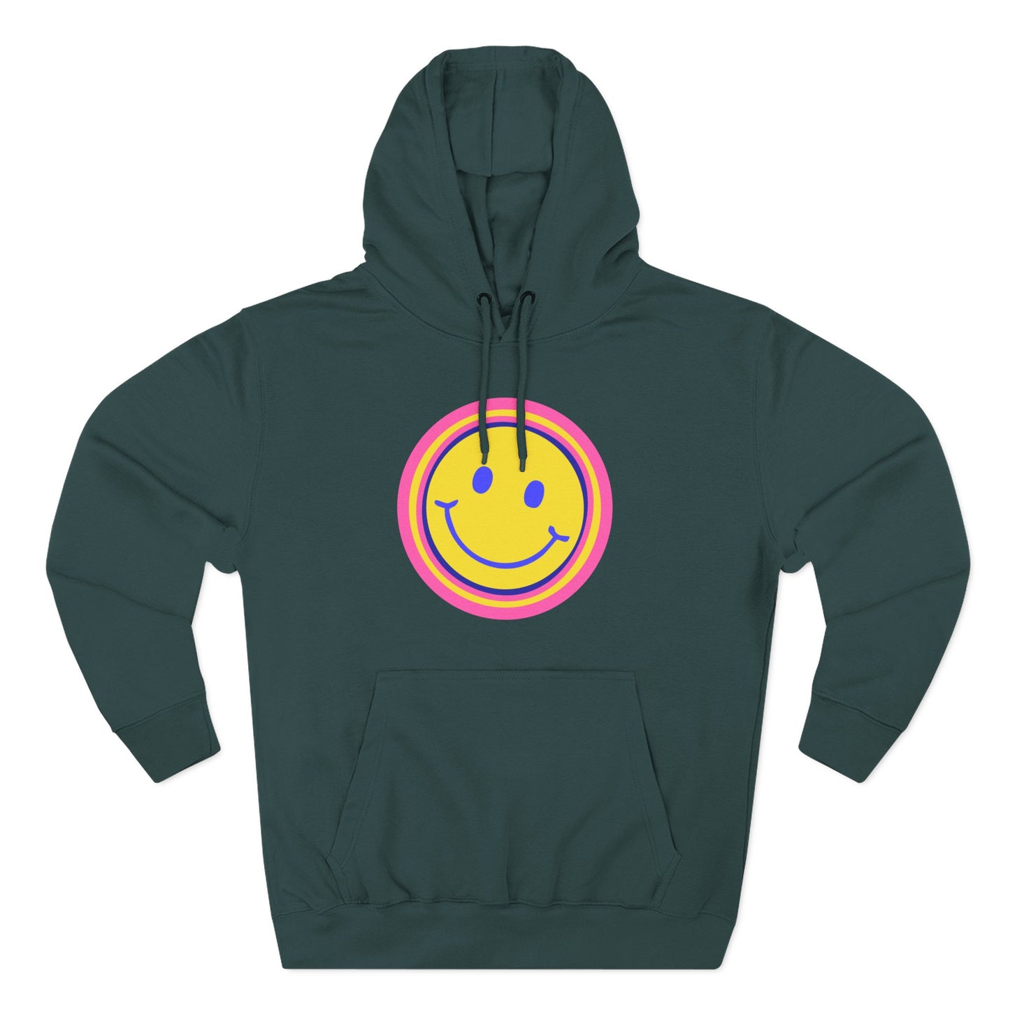Retro Rainbow Smiley Three-Panel Fleece Hoodie - snazzymerch