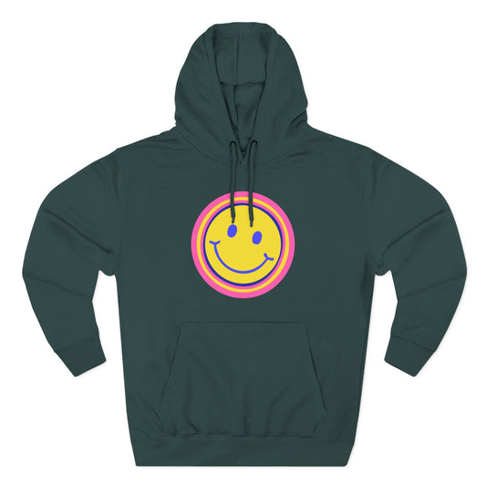 Retro Rainbow Smiley Three-Panel Fleece Hoodie - snazzymerch