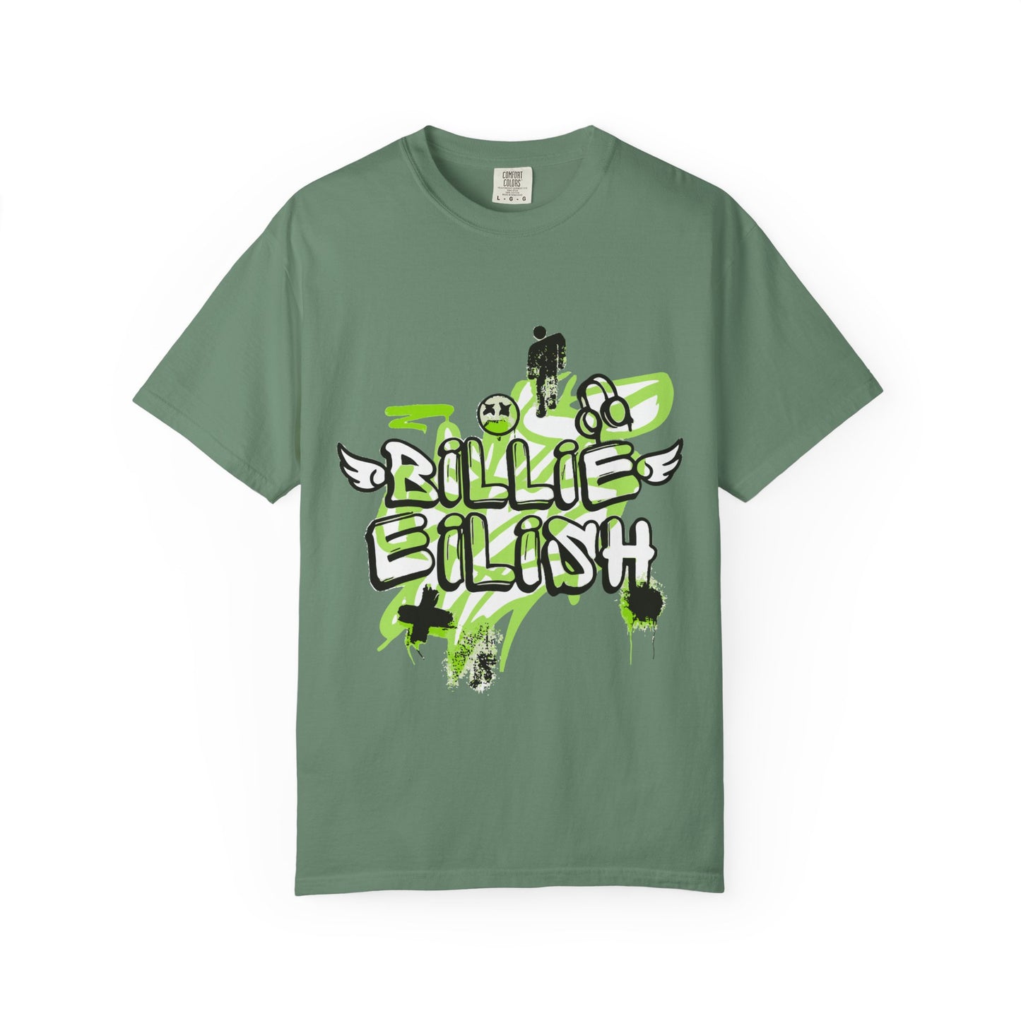 Billie Eilish Inspired Dyed T-shirt – Grunge Angel Graffiti Edition Printify