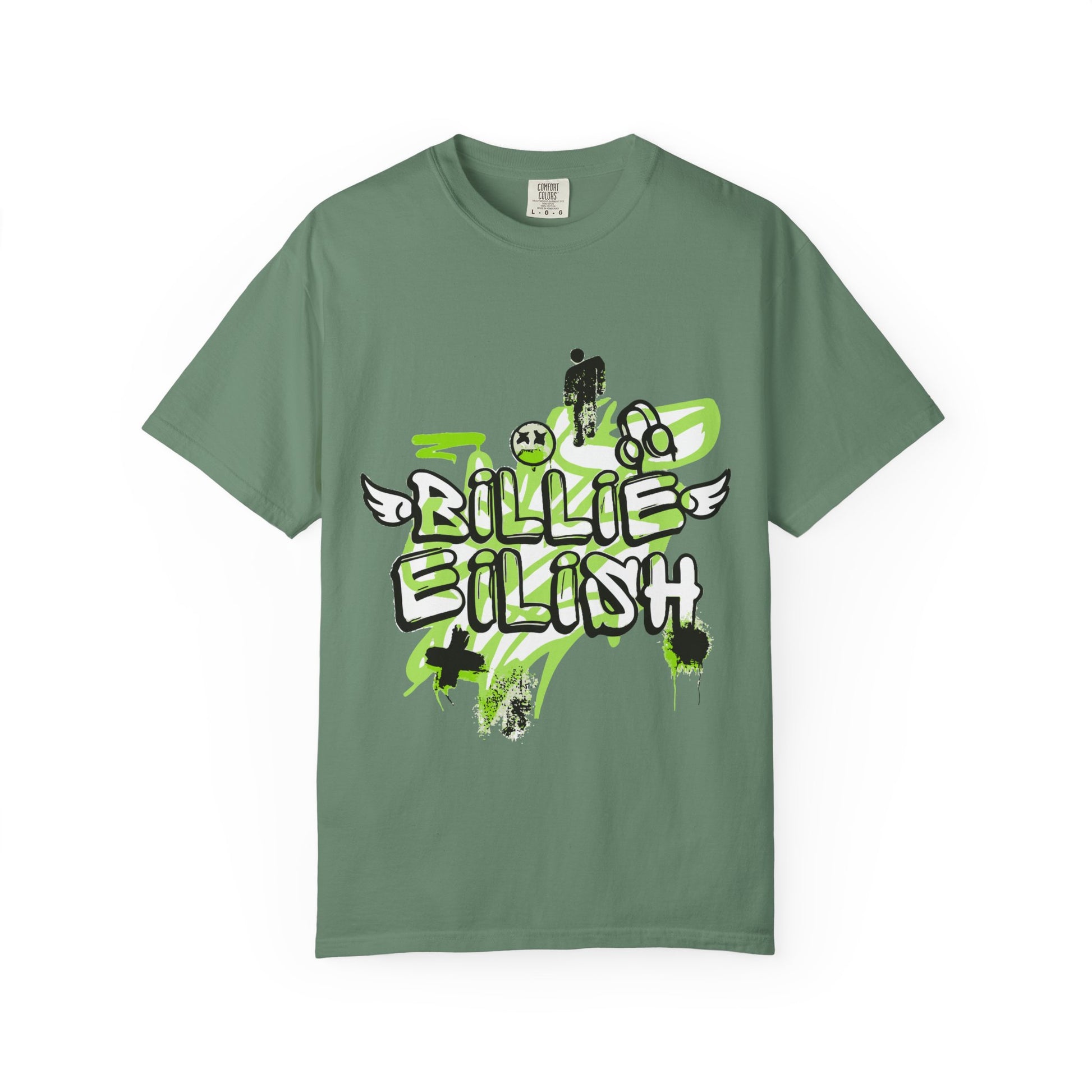 Billie Eilish Inspired Dyed T-shirt – Grunge Angel Graffiti Edition Printify