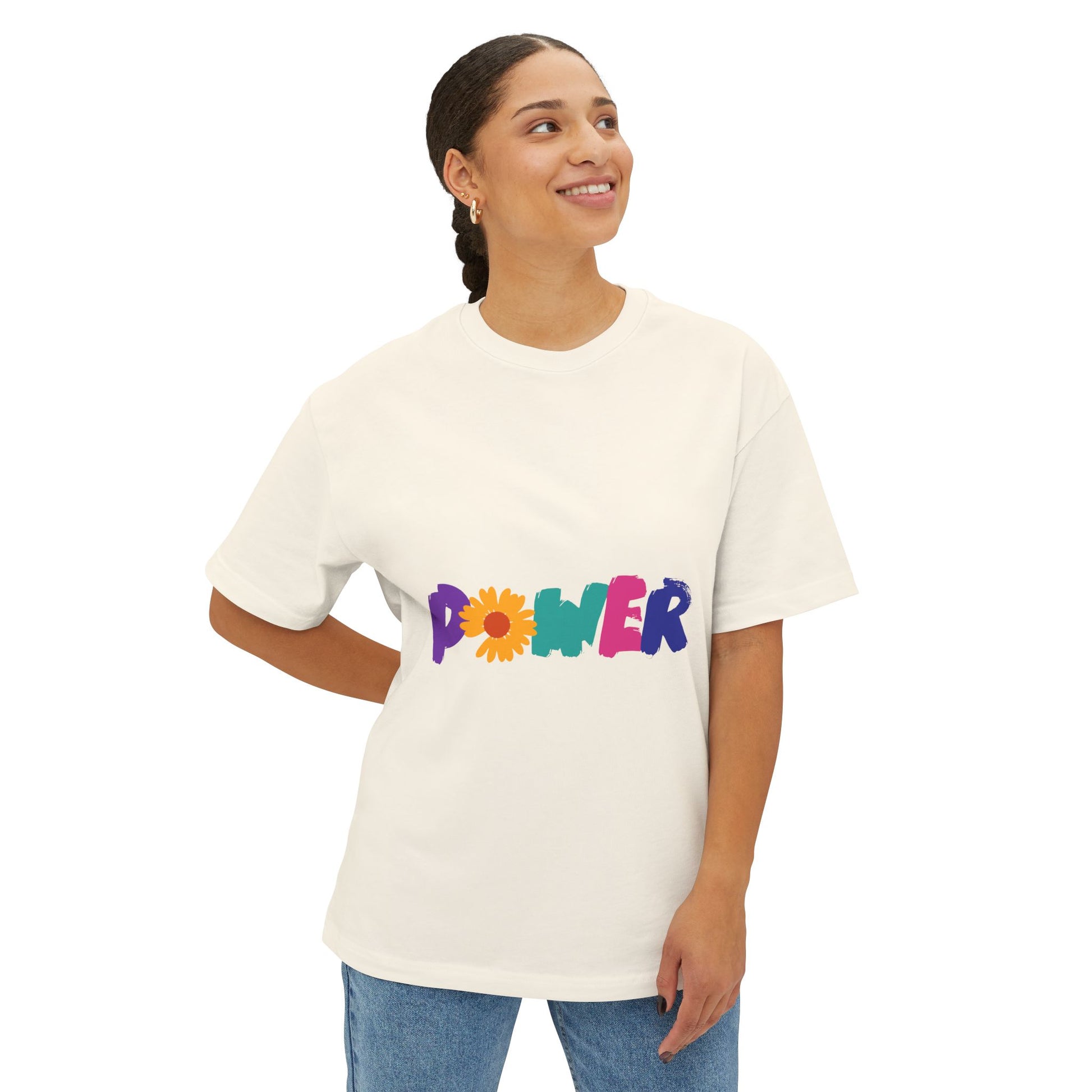 Retro Flower Power Color Pop Unisex Oversized Boxy Tee - snazzymerch