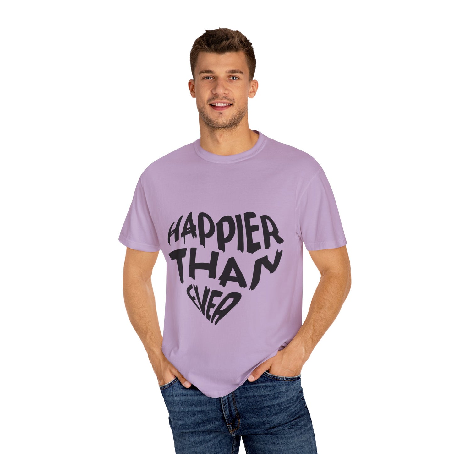 Billie Eilish Inspired Dyed T-shirt – Happier Heart Lettering Edition Printify
