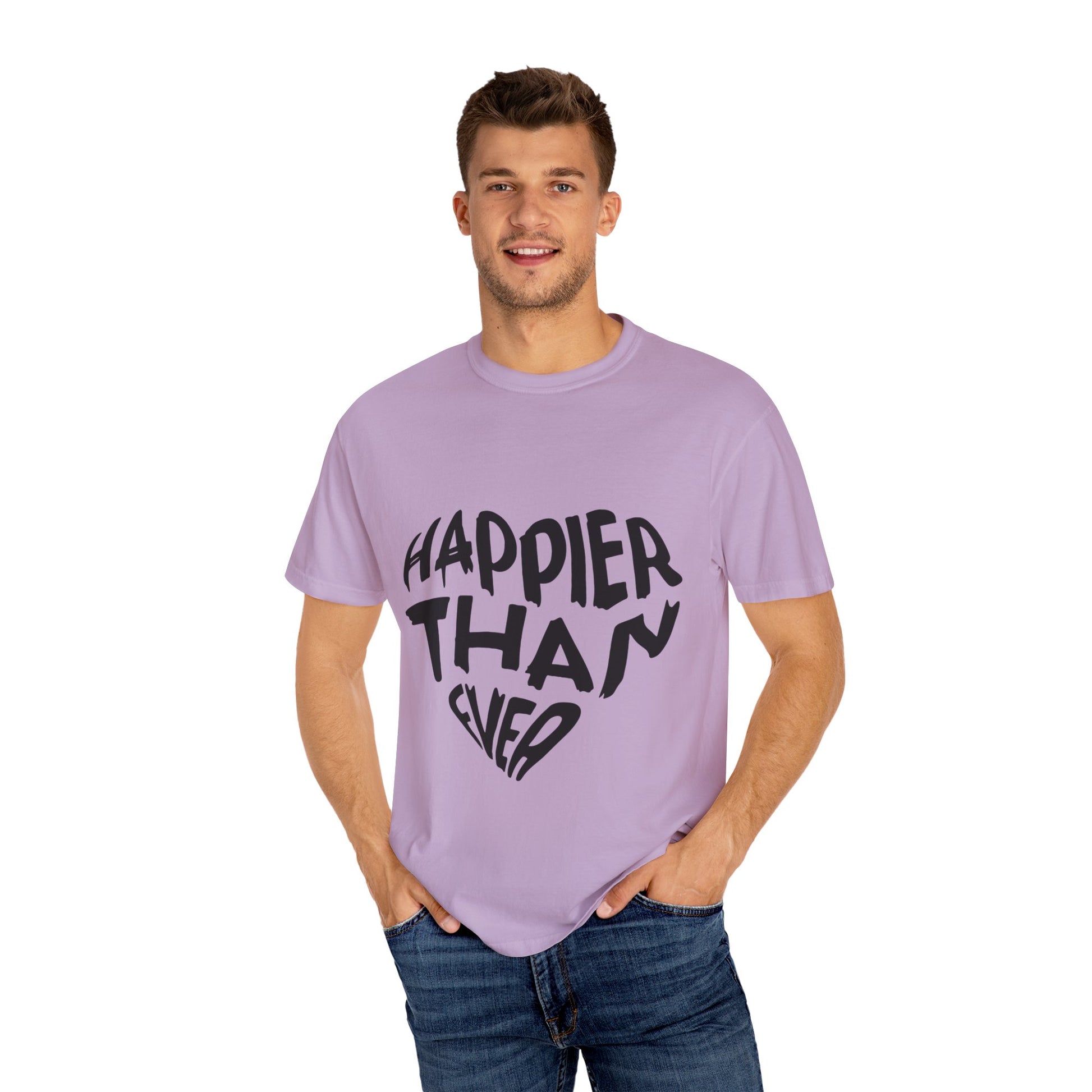 Billie Eilish Inspired Dyed T-shirt – Happier Heart Lettering Edition Printify
