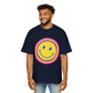 Retro Rainbow Smiley Men's Heavy Oversized Tee - snazzymerch