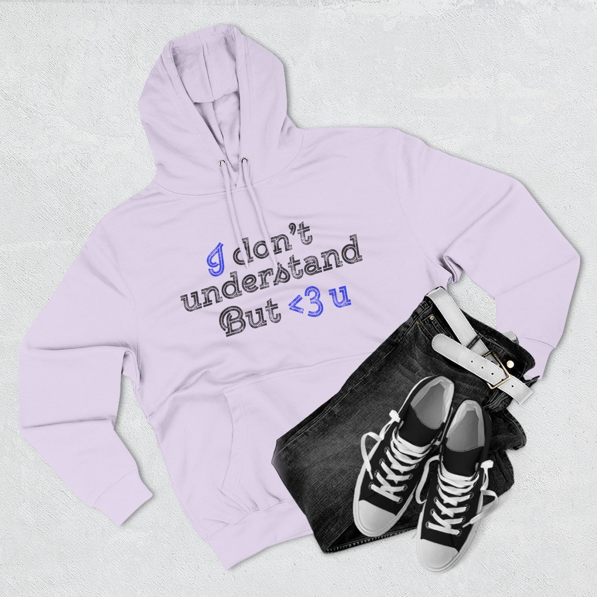I <3 U Blue Type Three-Panel Fleece Hoodie - snazzymerch