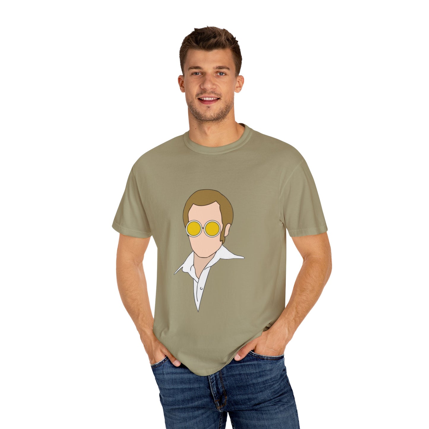 Yellow Glasses Portrait Unisex Garment-Dyed T-shirt - snazzymerch