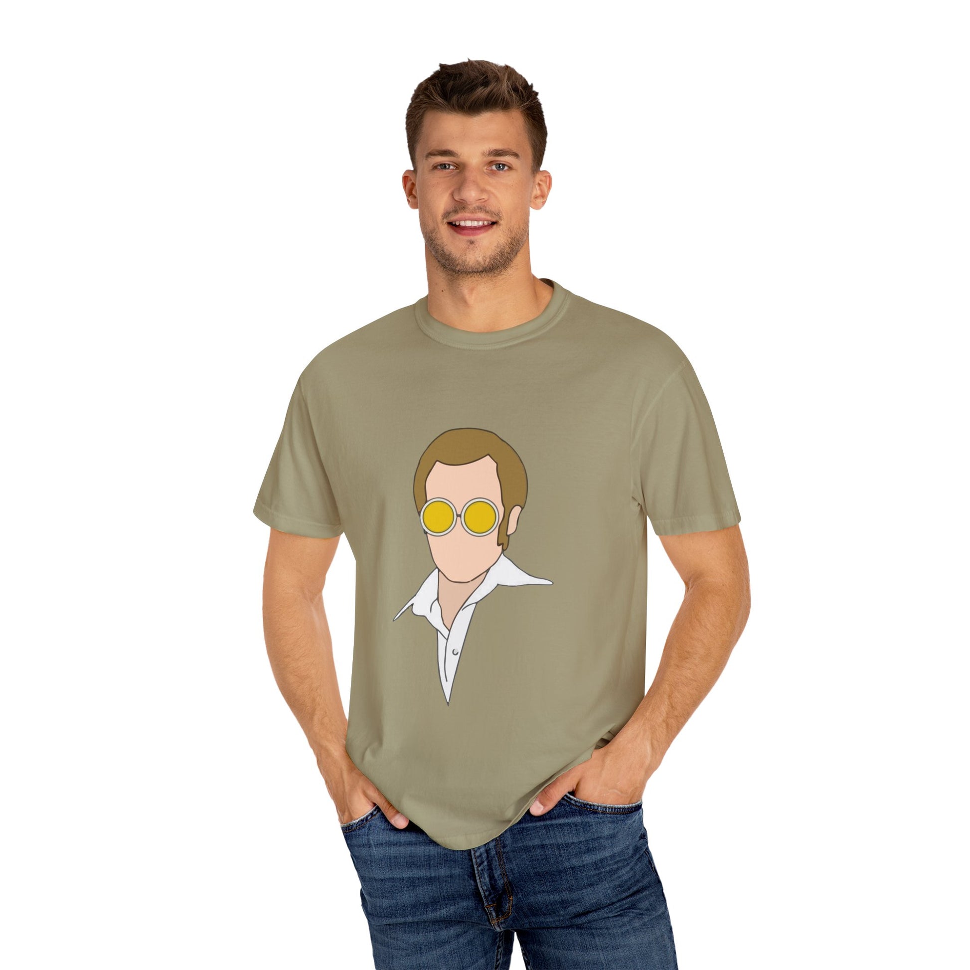 Yellow Glasses Portrait Unisex Garment-Dyed T-shirt - snazzymerch