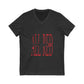 Dripping Red Script Unisex Jersey Short Sleeve V-Neck Tee - snazzymerch