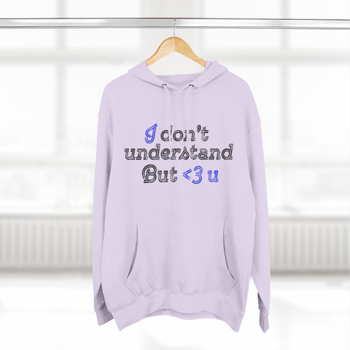 I <3 U Blue Type Three-Panel Fleece Hoodie - snazzymerch