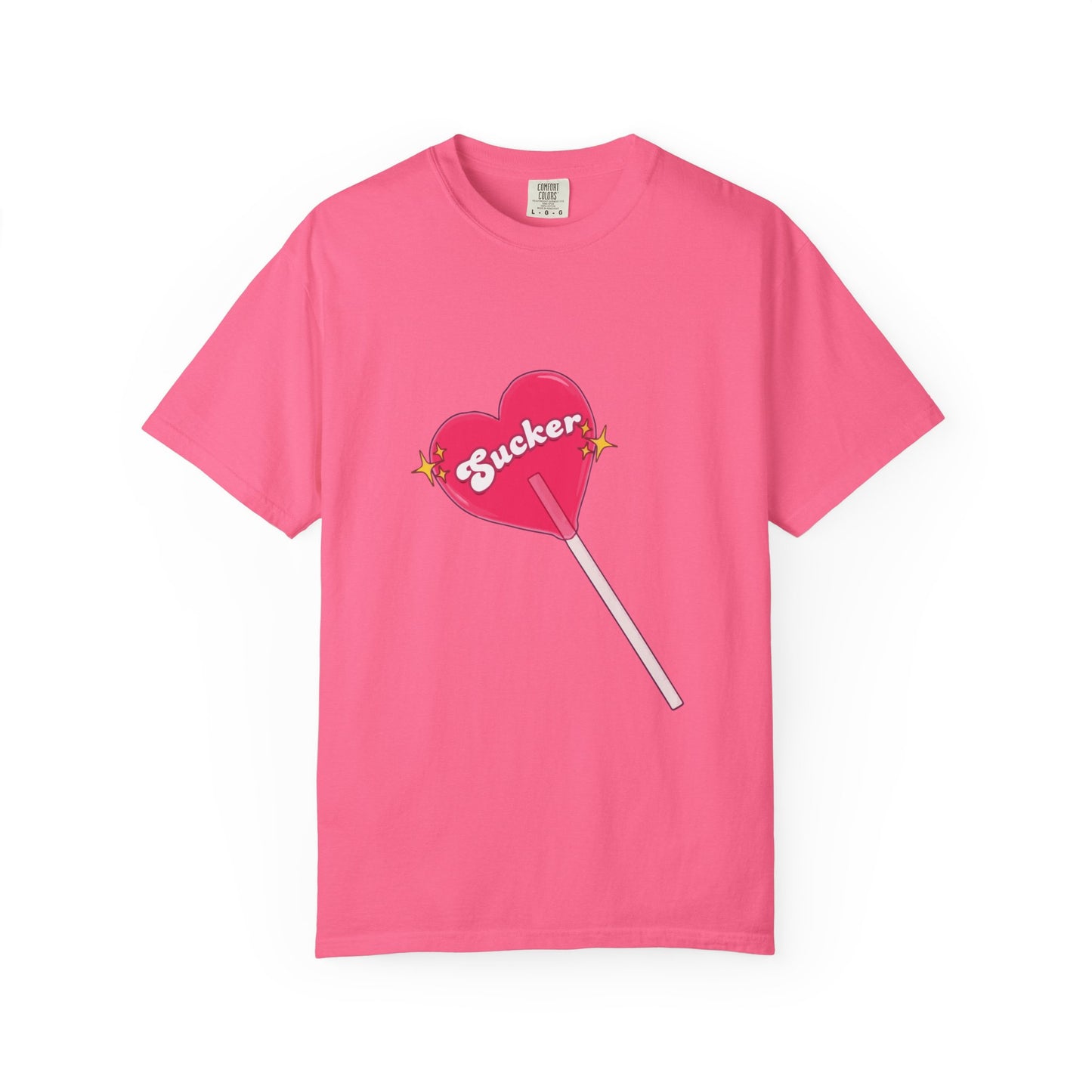 Pink Heart Lollipop Unisex Garment-Dyed T-shirt - snazzymerch