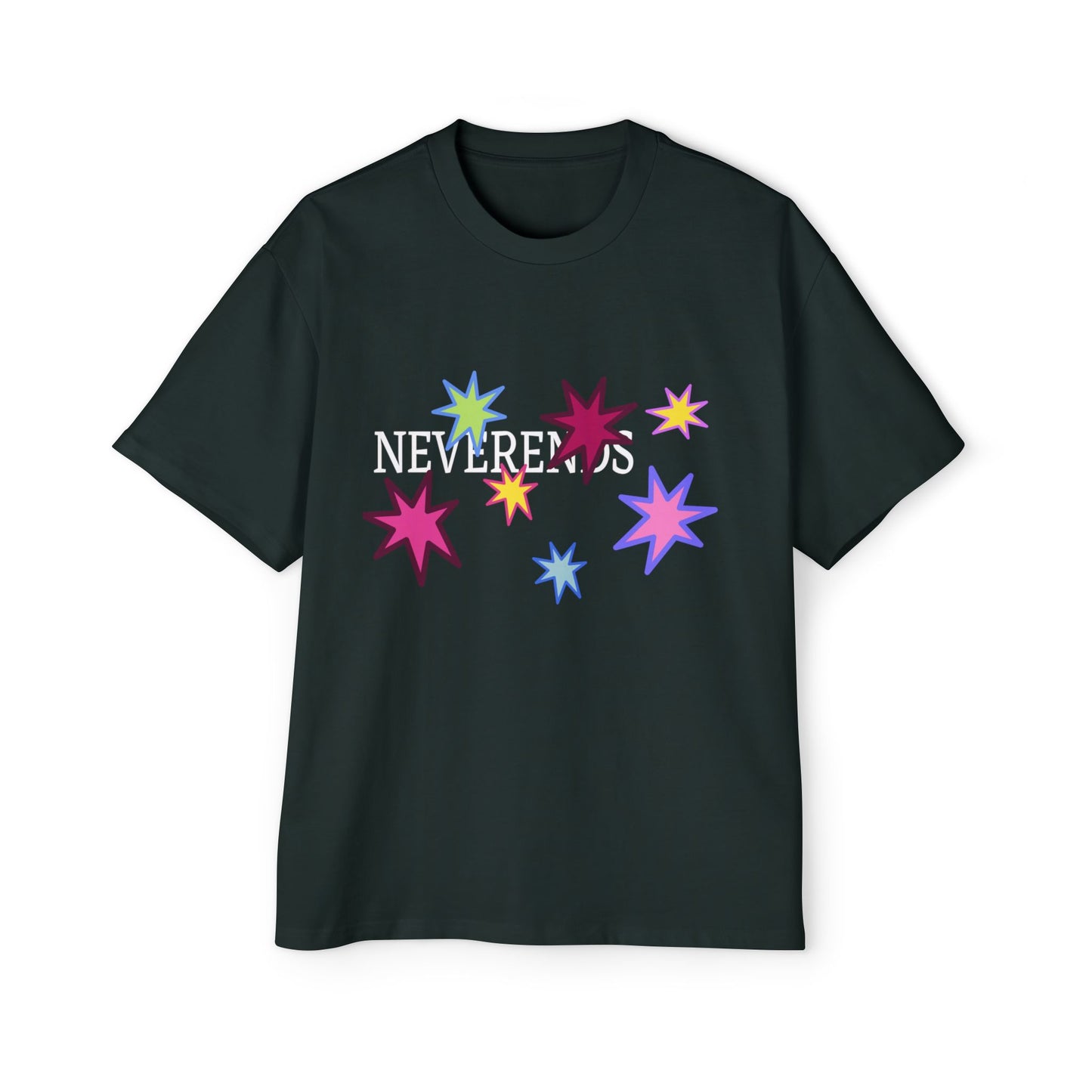 Rainbow Spark Burst Men's Heavy Oversized Tee - snazzymerch