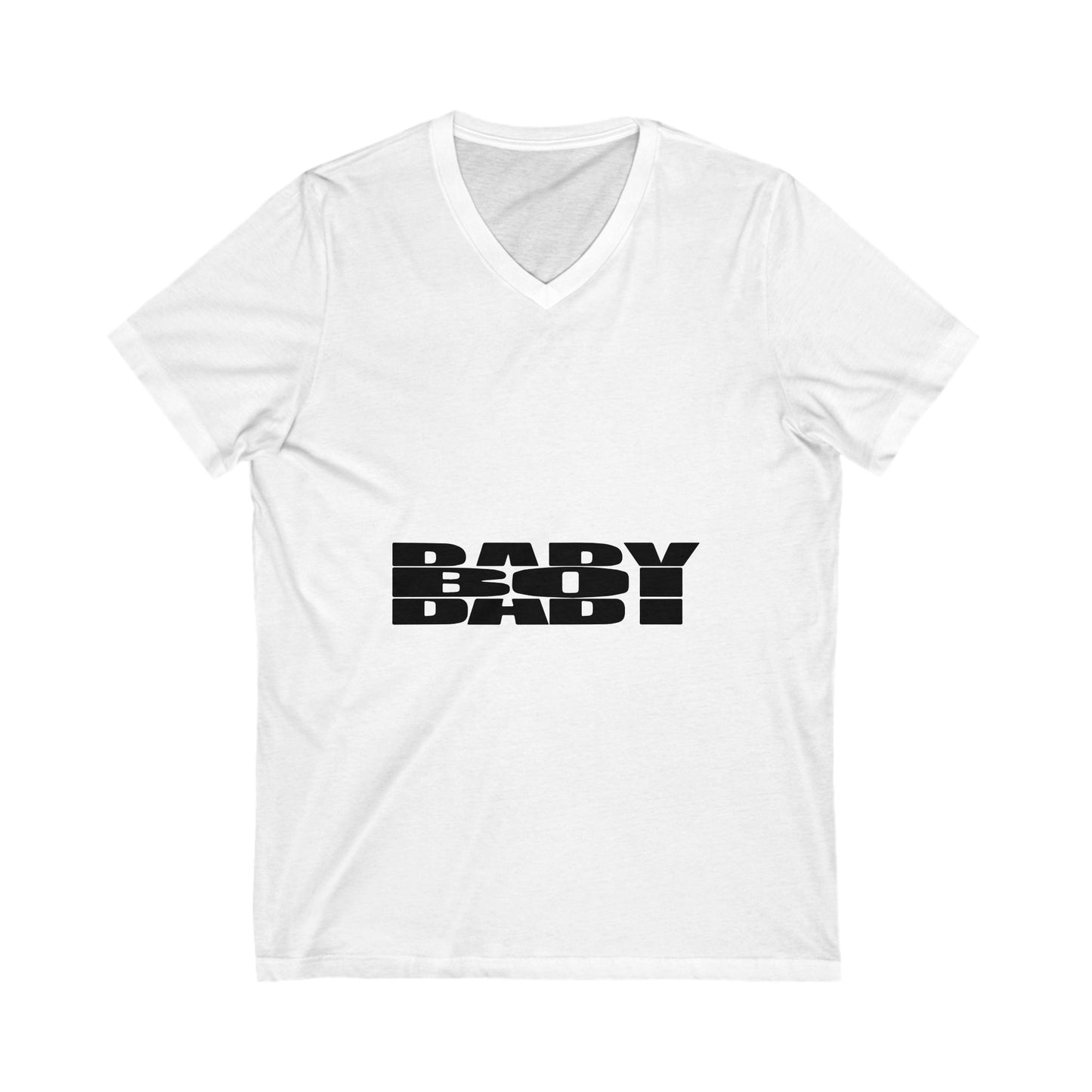 Split Black and White Text Unisex Jersey Short Sleeve V-Neck Tee - snazzymerch