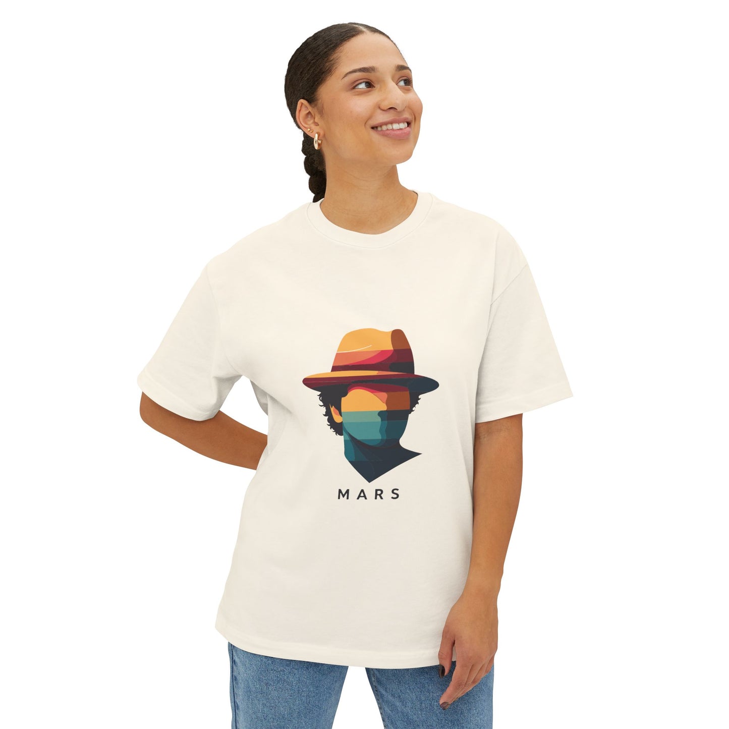 Funk Shadow Portrait Unisex Oversized Boxy Tee Printify