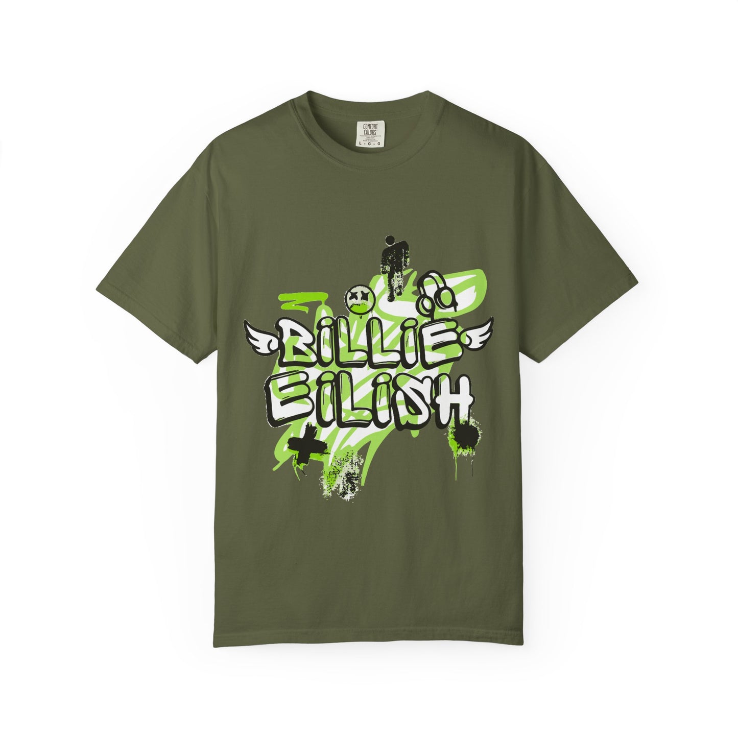 Billie Eilish Inspired Dyed T-shirt – Grunge Angel Graffiti Edition Printify