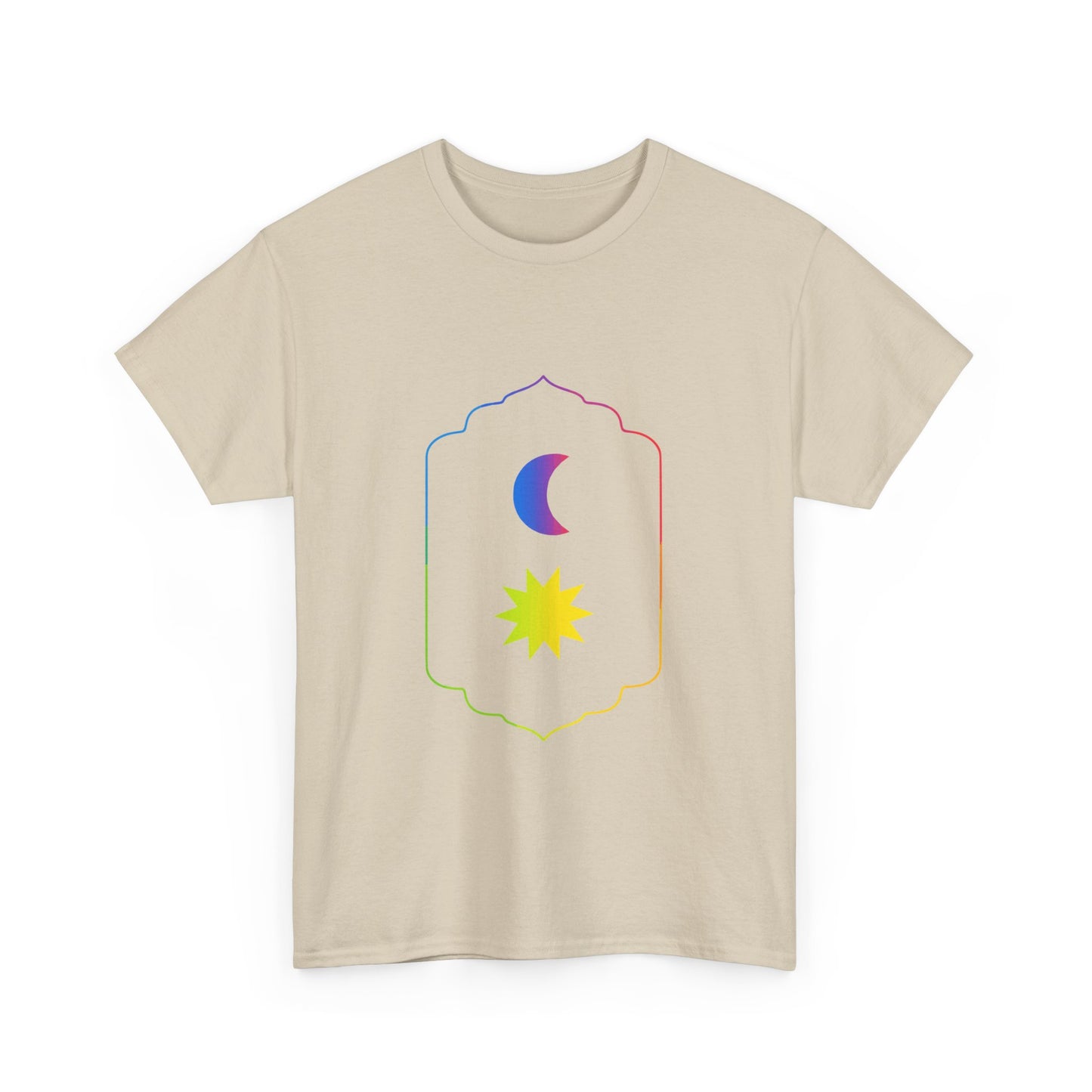 Gradient Moon and Star Emblem Unisex Cotton Tee Printify