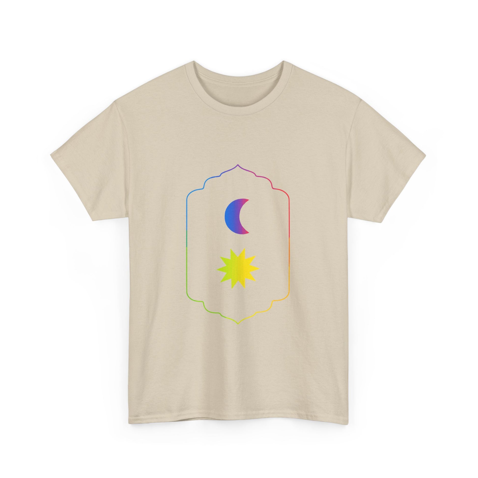 Gradient Moon and Star Emblem Unisex Cotton Tee Printify