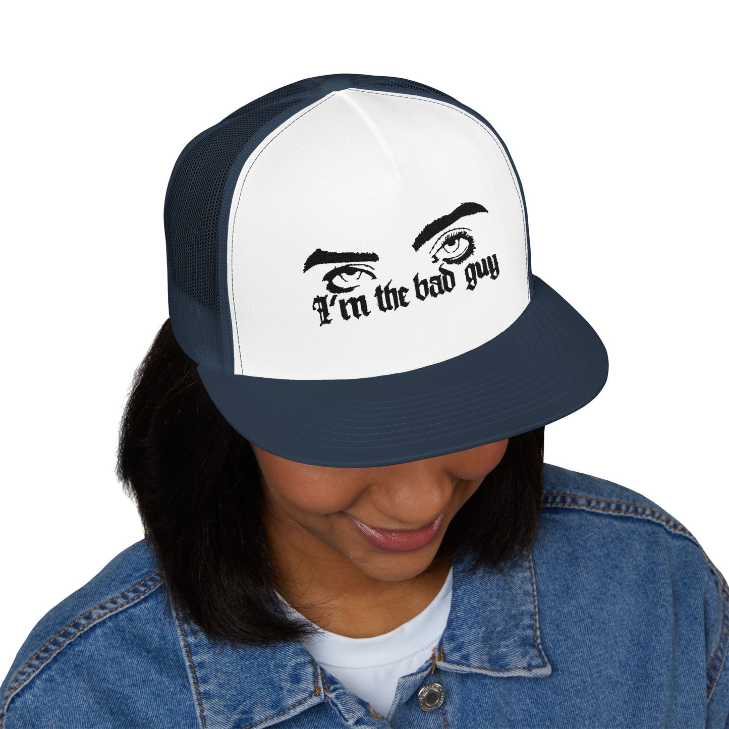 Billie Eilish Inspired Trucker Cap – Eyes & Shadows Gothic Edition Printify