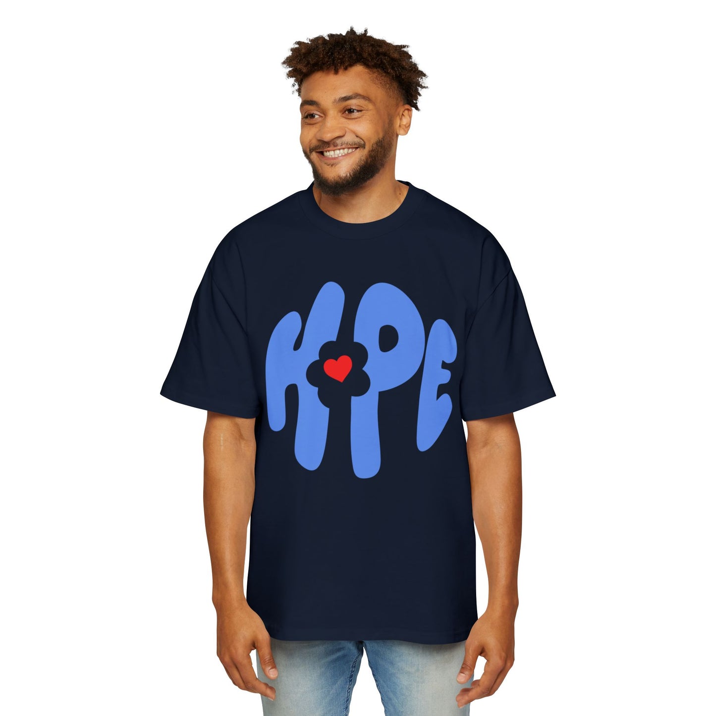 Heart of Hope Retro Men's Heavy Oversized Tee - snazzymerch