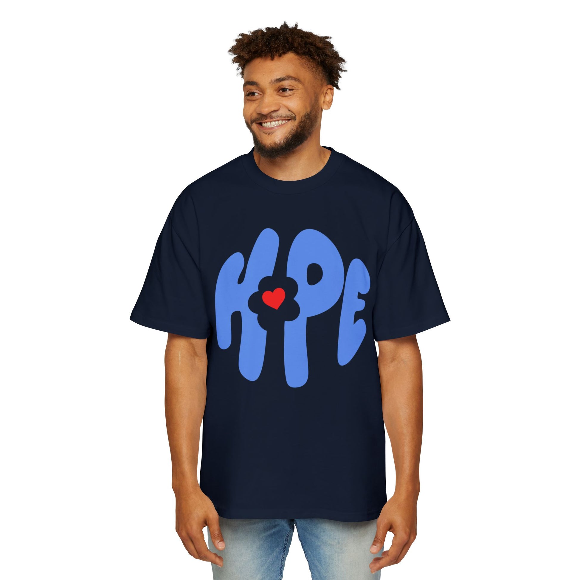 Heart of Hope Retro Men's Heavy Oversized Tee - snazzymerch