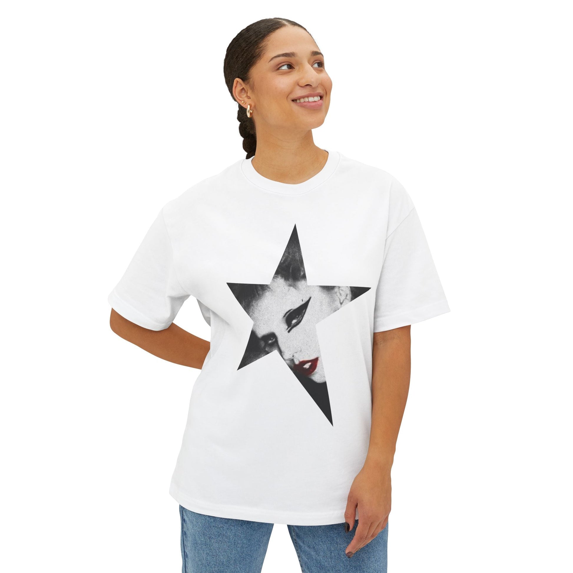 Born This Way Star Face-Unisex Oversized Tee Printify