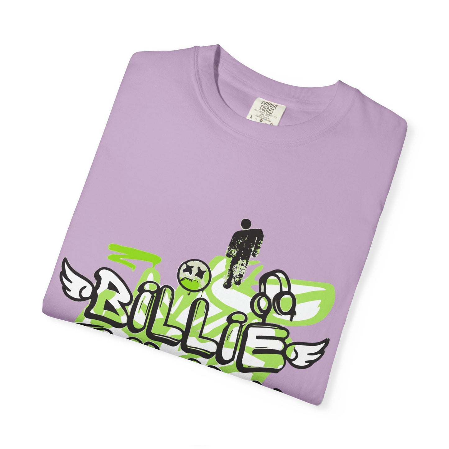 Billie Eilish Inspired Dyed T-shirt – Grunge Angel Graffiti Edition Printify