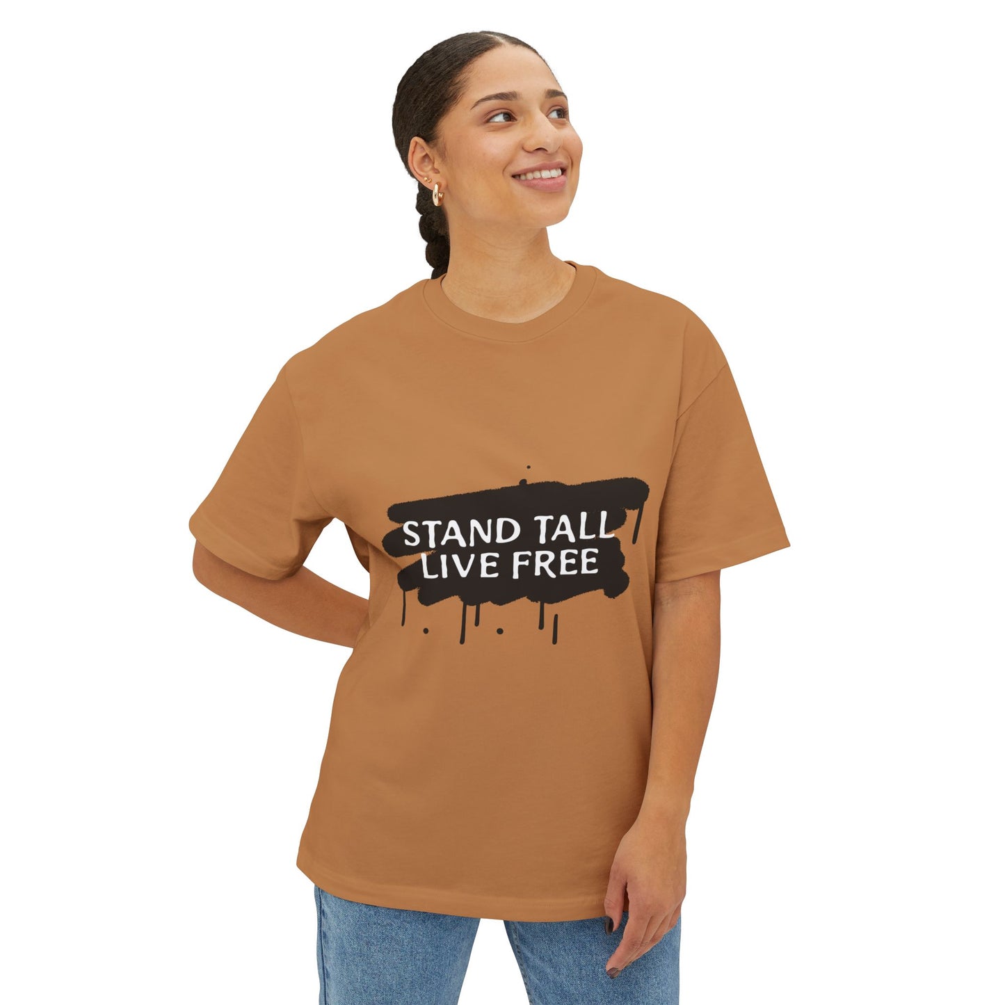 Stand Tall Live Free Unisex oversized Boxy Tee - snazzymerch